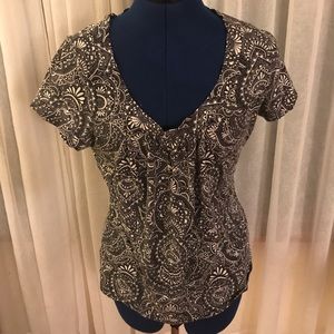 Black and white patterned blouse